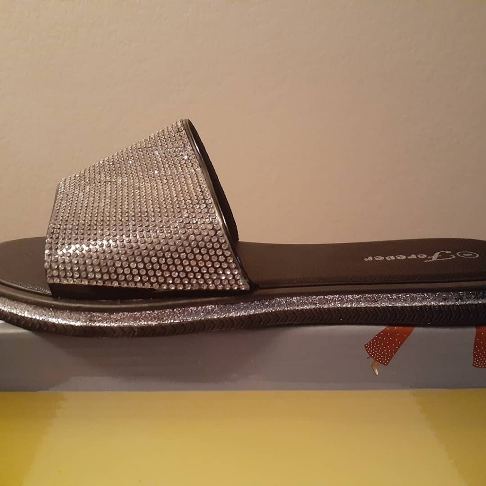 Black Rhinestone Slides